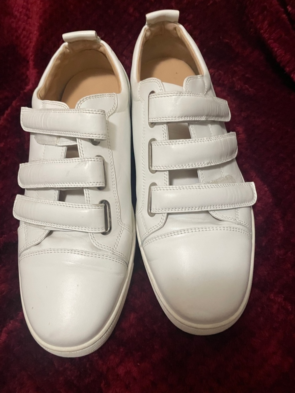 Christian Louboutin White Leather Velcro Sneakers